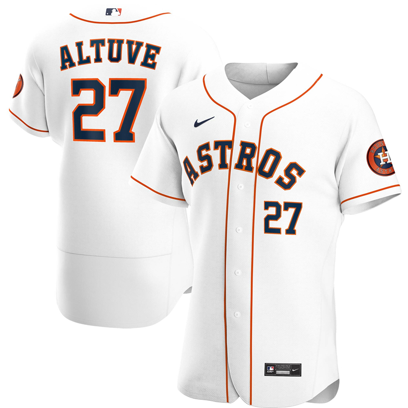 2020 MLB Men Houston Astros #27 Jose Altuve Nike White Home 2020 Authentic Player Jersey 1->houston astros->MLB Jersey